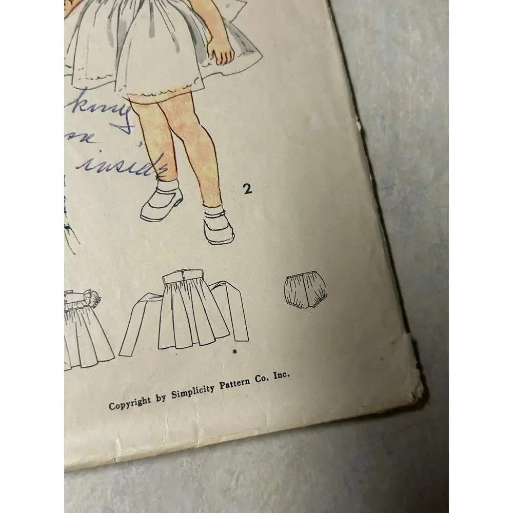 Vintage 1950's Simplicity Pattern #4169‎ Toddler Girls Smocked Dress Size 3